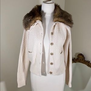 NWOT Ralph Lauren Knit Cardigan Faux Fur Sweater